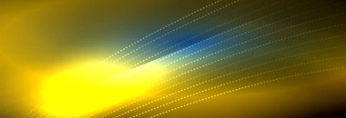 Parlak ışık dalga çizgisi parçacıkları olan parlak bir arkaplan. Duvar kağıdı arkaplanı, iş ve teknoloji sunumları için tasarım şablonları, İnternet posterleri veya web broşürü kapakları