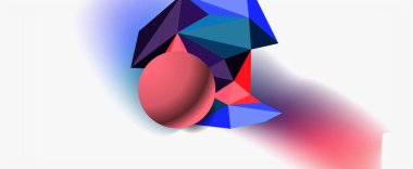 Moda 3d geometrik kompozisyon, iş veya teknoloji sunumu için tasarım şablonu, İnternet posteri veya web broşürü kapağı