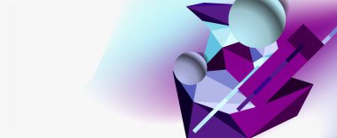 Moda 3d geometrik kompozisyon, iş veya teknoloji sunumu için tasarım şablonu, İnternet posteri veya web broşürü kapağı