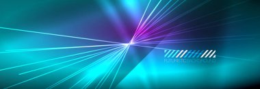 Neon dinamik ışınlar vektör soyut duvar kağıdı arka planı. Duvar kağıdı arkaplanı, iş ve teknoloji sunumları için tasarım şablonları, İnternet posterleri veya web broşürü kapakları