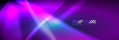 Neon dinamik ışınlar vektör soyut duvar kağıdı arka planı. Duvar kağıdı arkaplanı, iş ve teknoloji sunumları için tasarım şablonları, İnternet posterleri veya web broşürü kapakları