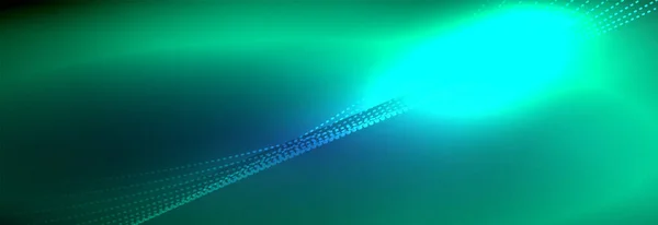 Neon glänzende Farbe Hintergrund mit Licht glühenden Wellenlinien Teilchen. Hintergrundbilder, Designvorlagen für Unternehmens- oder Technologiepräsentationen, Internet-Poster oder Web-Broschüren-Cover — Stockvektor