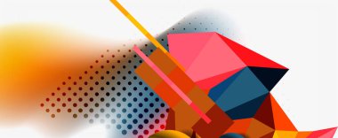 Moda 3d geometrik kompozisyon, iş veya teknoloji sunumu için tasarım şablonu, İnternet posteri veya web broşürü kapağı