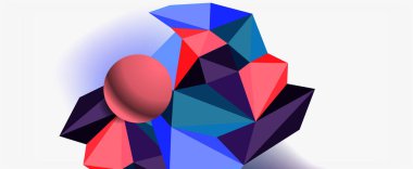 Moda 3d geometrik kompozisyon, iş veya teknoloji sunumu için tasarım şablonu, İnternet posteri veya web broşürü kapağı