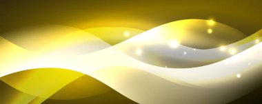 Parlak neon dalgalar, ışık çizgileri soyut arkaplan. Sihirli enerji ve hareket konsepti. Vektör duvar kağıdı şablonu