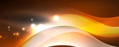 Parlak neon dalgalar, ışık çizgileri soyut arkaplan. Sihirli enerji ve hareket konsepti. Vektör duvar kağıdı şablonu