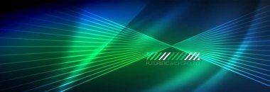 Neon dinamik ışınlar vektör soyut duvar kağıdı arka planı. Duvar kağıdı arkaplanı, iş ve teknoloji sunumları için tasarım şablonları, İnternet posterleri veya web broşürü kapakları