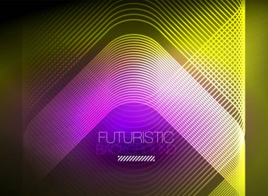 Neon rengi kare çizgileri soyut arkaplan. Parlak sihirli enerji ve hareket konsepti, vektör soyut duvar kağıdı arkaplanı