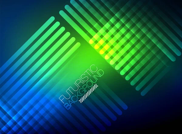 Fényes neon szín techno elvont háttér, fényes izzó neon vonalak a sötét háttér — Stock Vector