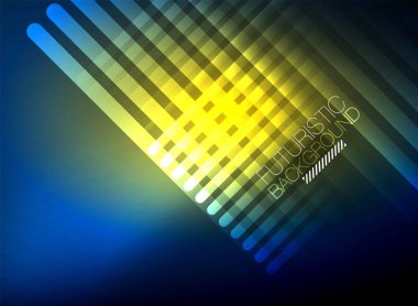 Parlak neon rengi tekno soyut arkaplan, koyu arkaplanda parlak neon çizgiler