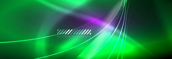 Neonové dynamické paprsky přenáší abstraktní pozadí tapety. Pozadí tapety, šablony designu pro obchodní nebo technologické prezentace, internetové plakáty nebo obaly webových brožur — Stockový vektor