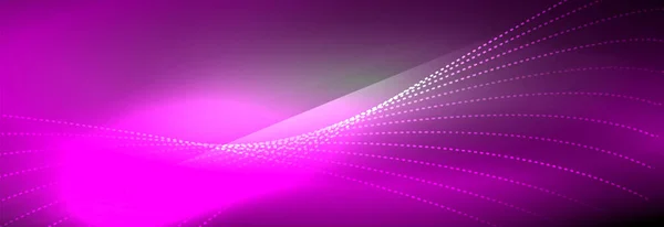 Fundo de cor brilhante de néon com partículas de linha de onda brilhantes leves. Papel de parede de fundo, modelos de design para apresentações de negócios ou tecnologia, cartazes de internet ou brochura da web cobre —  Vetores de Stock