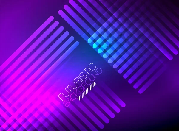 Fényes neon szín techno elvont háttér, fényes izzó neon vonalak a sötét háttér — Stock Vector