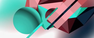 Moda 3d geometrik kompozisyon, iş veya teknoloji sunumu için tasarım şablonu, İnternet posteri veya web broşürü kapağı
