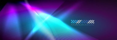 Neon dinamik ışınlar vektör soyut duvar kağıdı arka planı. Duvar kağıdı arkaplanı, iş ve teknoloji sunumları için tasarım şablonları, İnternet posterleri veya web broşürü kapakları
