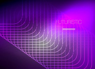 Neon rengi kare çizgileri soyut arkaplan. Parlak sihirli enerji ve hareket konsepti, vektör soyut duvar kağıdı arkaplanı