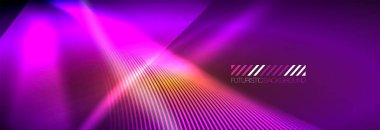 Neon dinamik ışınlar vektör soyut duvar kağıdı arka planı. Duvar kağıdı arkaplanı, iş ve teknoloji sunumları için tasarım şablonları, İnternet posterleri veya web broşürü kapakları