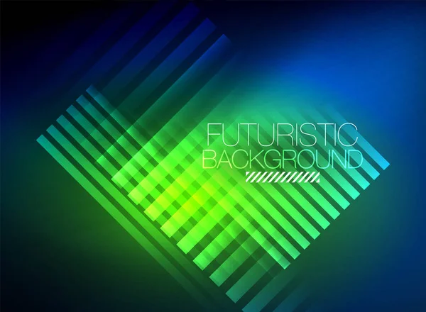 Bright neon color techno abstract background, shiny glowing neon lines in the dark background — Stock Vector