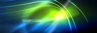 Neon dinamik ışınlar vektör soyut duvar kağıdı arka planı. Duvar kağıdı arkaplanı, iş ve teknoloji sunumları için tasarım şablonları, İnternet posterleri veya web broşürü kapakları