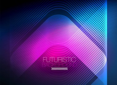 Neon rengi kare çizgileri soyut arkaplan. Parlak sihirli enerji ve hareket konsepti, vektör soyut duvar kağıdı arkaplanı