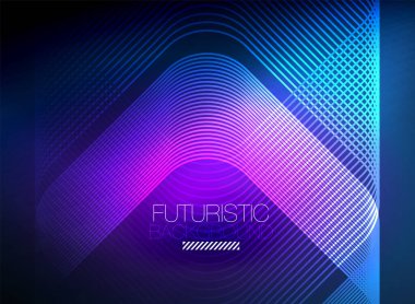 Neon rengi kare çizgileri soyut arkaplan. Parlak sihirli enerji ve hareket konsepti, vektör soyut duvar kağıdı arkaplanı