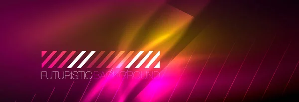 Neon gloeiende lijnen, magische energie en licht beweging achtergrond. Vector wallpaper sjabloon — Stockvector