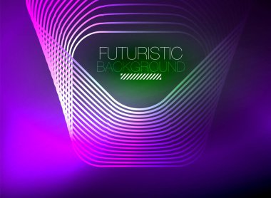 Neon rengi kare çizgileri soyut arkaplan. Parlak sihirli enerji ve hareket konsepti, vektör soyut duvar kağıdı arkaplanı