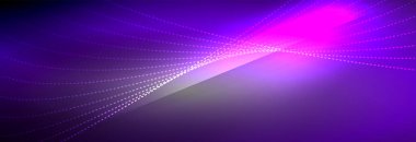 Parlak ışık dalga çizgisi parçacıkları olan parlak bir arkaplan. Duvar kağıdı arkaplanı, iş ve teknoloji sunumları için tasarım şablonları, İnternet posterleri veya web broşürü kapakları