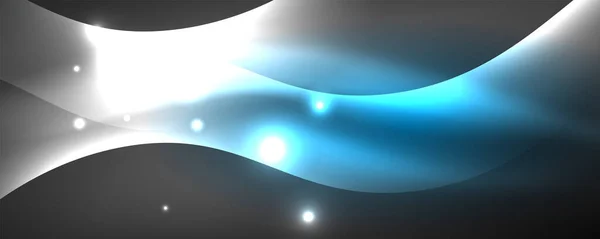 Brillante onda de neón brillante, líneas de luz fondo abstracto. Concepto de energía mágica y movimiento. Plantilla de papel pintado vectorial — Archivo Imágenes Vectoriales