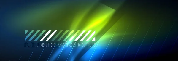 Neon glühende Linien, magische Energie und leichter Bewegungshintergrund. Vorlage für Vector-Tapeten — Stockvektor