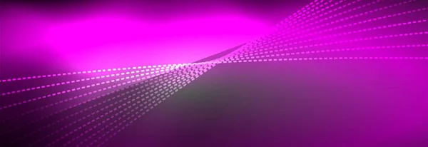 Fond de couleur brillant néon avec des particules de ligne d'onde lumineuses. Fond d'écran, modèles de conception pour les présentations commerciales ou technologiques, affiches sur Internet ou couvertures de brochures Web — Image vectorielle