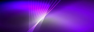 Parlak ışık dalga çizgisi parçacıkları olan parlak bir arkaplan. Duvar kağıdı arkaplanı, iş ve teknoloji sunumları için tasarım şablonları, İnternet posterleri veya web broşürü kapakları