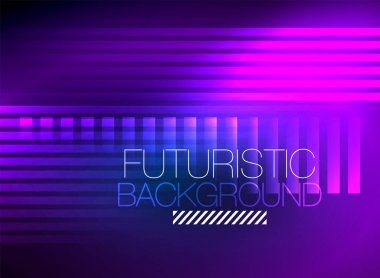 Parlak neon rengi tekno soyut arkaplan, koyu arkaplanda parlak neon çizgiler