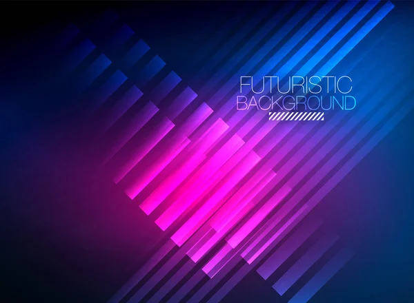 Bright neon color techno abstract background, shiny glowing neon lines in the dark background — Stock Vector