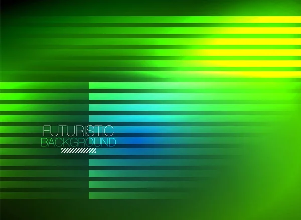 Color de neón brillante techno fondo abstracto, brillantes líneas de neón brillantes en el fondo oscuro — Vector de stock