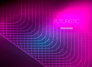 Neon rengi kare çizgileri soyut arkaplan. Parlak sihirli enerji ve hareket konsepti, vektör soyut duvar kağıdı arkaplanı