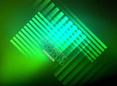 Parlak neon rengi tekno soyut arkaplan, koyu arkaplanda parlak neon çizgiler
