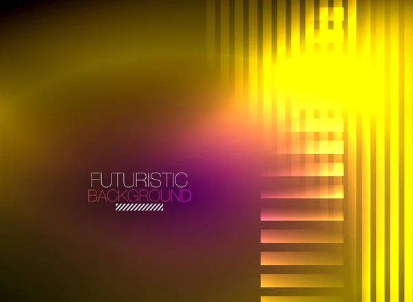 Bright neon color techno abstract background, shiny glowing neon lines in the dark background — Stock Vector