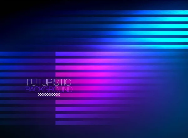 Bright neon color techno abstract background, shiny glowing neon lines in the dark background — Stock Vector