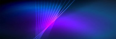 Parlak ışık dalga çizgisi parçacıkları olan parlak bir arkaplan. Duvar kağıdı arkaplanı, iş ve teknoloji sunumları için tasarım şablonları, İnternet posterleri veya web broşürü kapakları