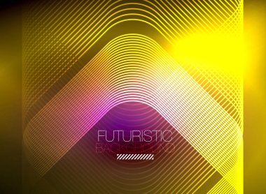 Neon rengi kare çizgileri soyut arkaplan. Parlak sihirli enerji ve hareket konsepti, vektör soyut duvar kağıdı arkaplanı