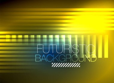 Parlak neon rengi tekno soyut arkaplan, koyu arkaplanda parlak neon çizgiler