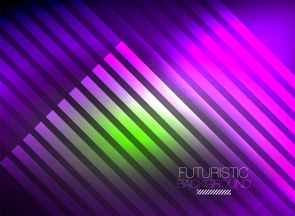 Heldere neon kleur techno abstracte achtergrond, glanzende gloeiende neon lijnen in de donkere achtergrond — Stockvector