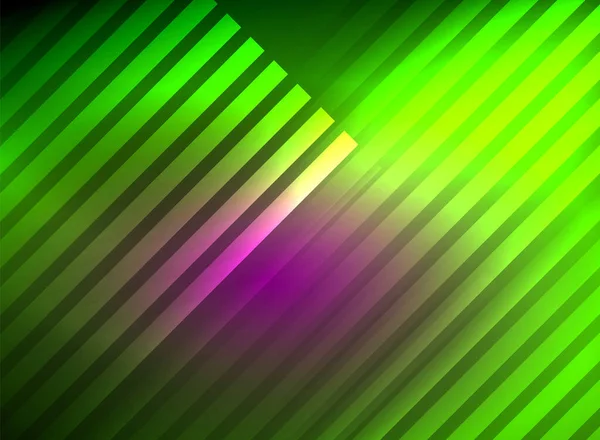 Color de neón brillante techno fondo abstracto, brillantes líneas de neón brillantes en el fondo oscuro — Archivo Imágenes Vectoriales