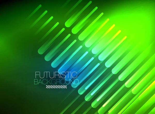 Bright neon color techno abstract background, shiny glowing neon lines in the dark background — Stock Vector