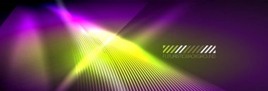 Neon dinamik ışınlar vektör soyut duvar kağıdı arka planı. Duvar kağıdı arkaplanı, iş ve teknoloji sunumları için tasarım şablonları, İnternet posterleri veya web broşürü kapakları