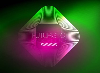 Neon rengi kare çizgileri soyut arkaplan. Parlak sihirli enerji ve hareket konsepti, vektör soyut duvar kağıdı arkaplanı