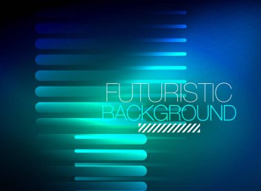 Parlak neon rengi tekno soyut arkaplan, koyu arkaplanda parlak neon çizgiler