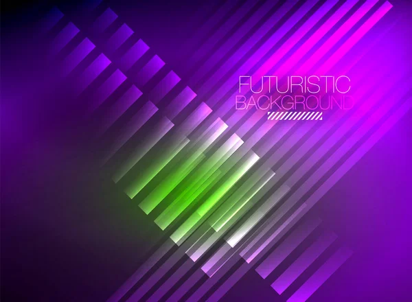 Bright neon color techno abstract background, shiny glowing neon lines in the dark background — Stock Vector