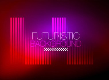 Parlak neon rengi tekno soyut arkaplan, koyu arkaplanda parlak neon çizgiler